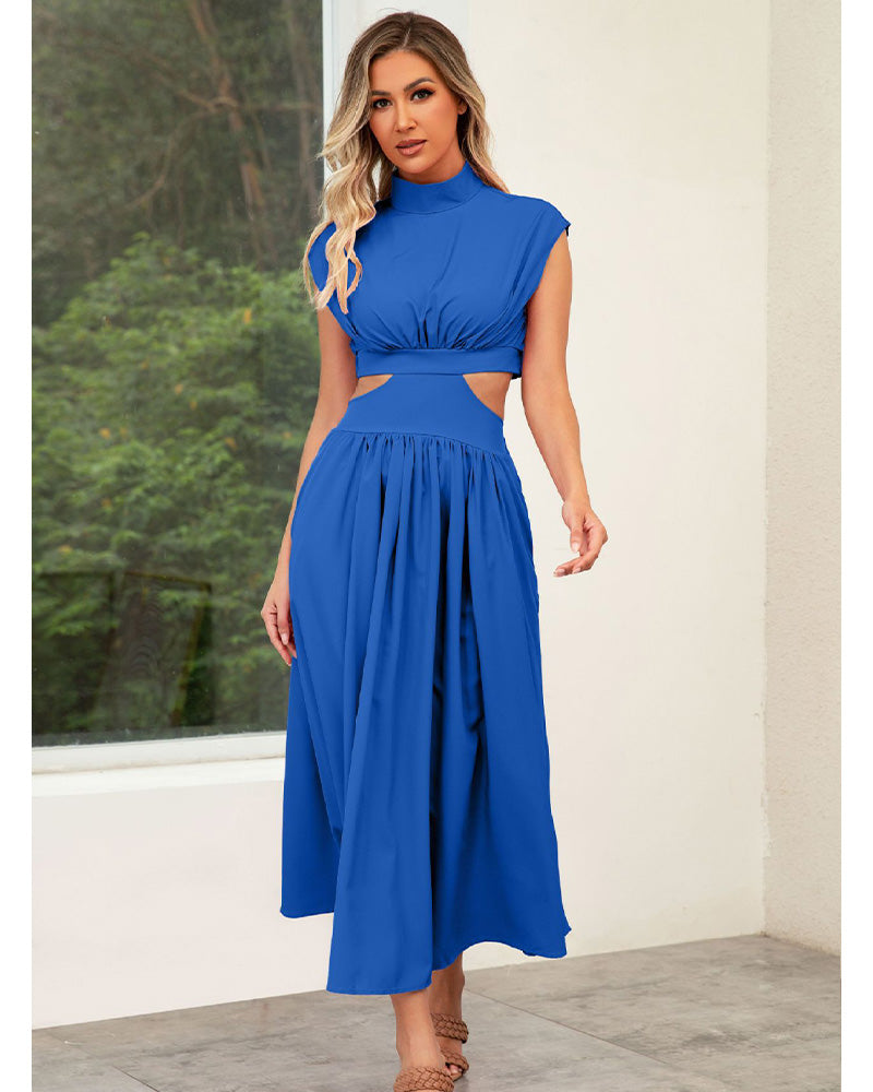 Zion Days Cutout Midi Dress Royal Blue