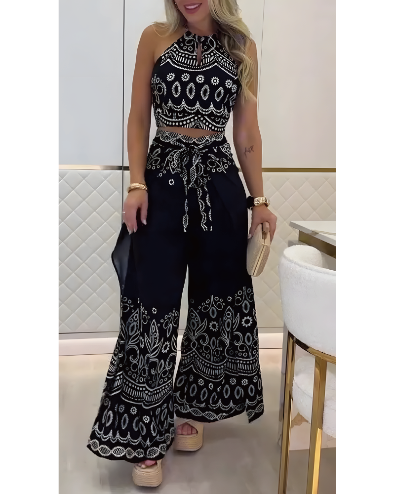Tribal Print Pants Sets Black