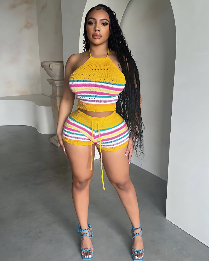Belize Days Crochet Short Set Yellow