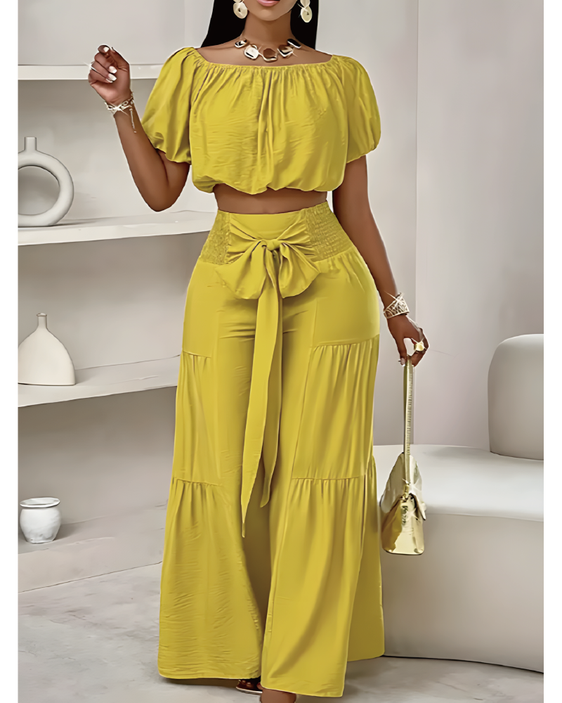 Take Me On A Vacay Pant Set Yellow