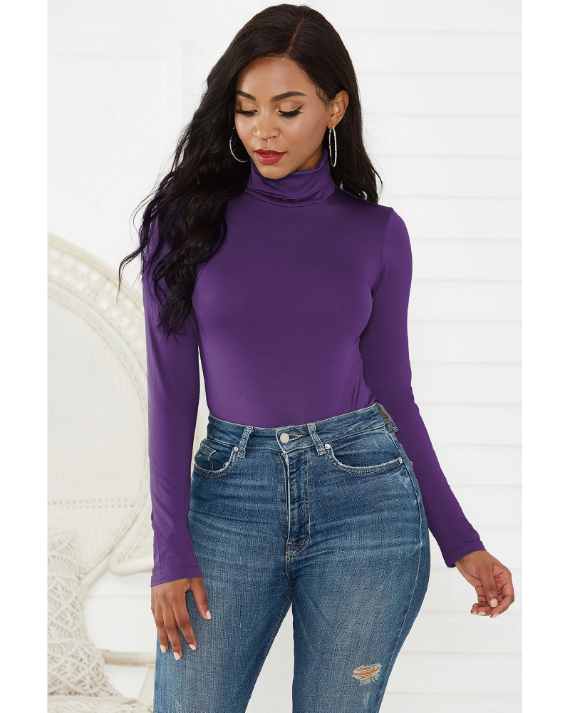 Pamela Turtle Neck Long Sleeve Bodysuit Purple