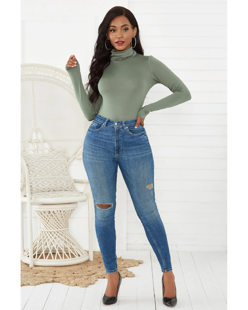 Pamela Turtle Neck Long Sleeve Bodysuit Sage