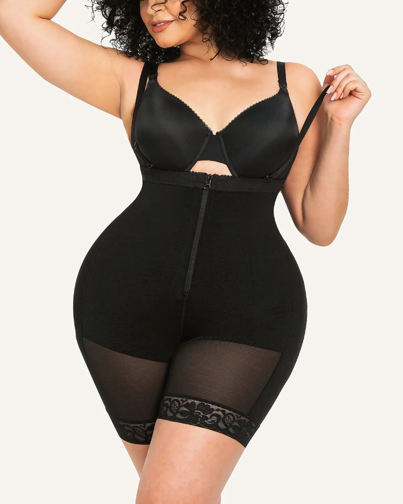 Firm Tummy Compression Bodysuit Shaper With Butt Lifter Black