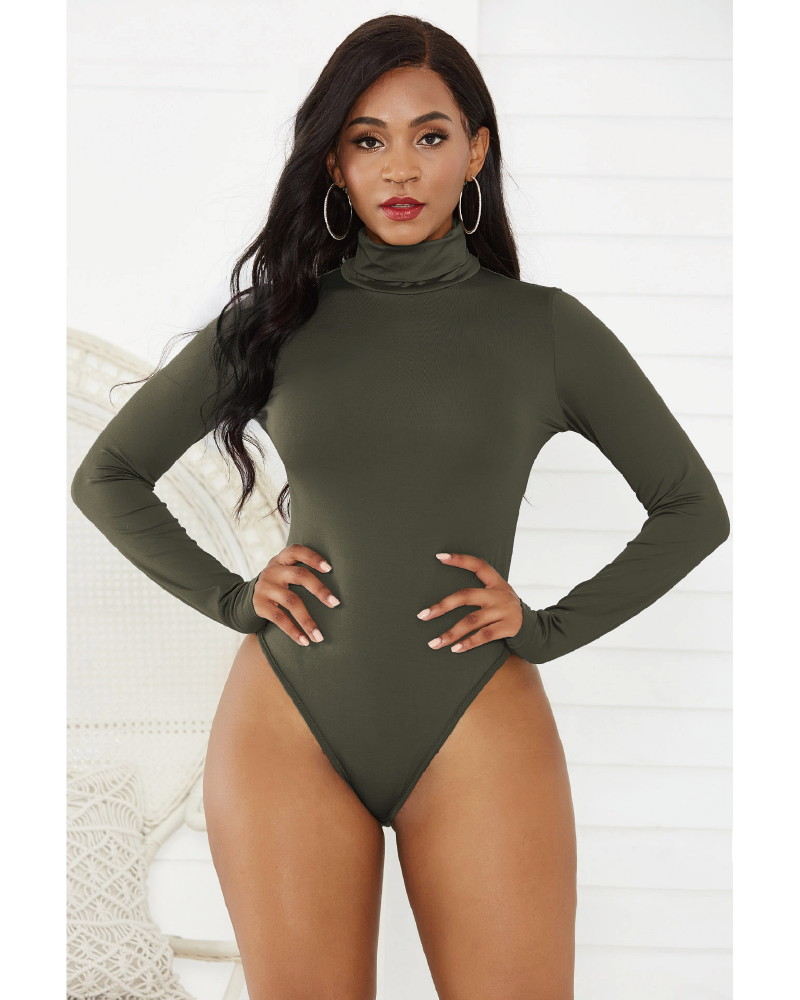 Pamela Turtle Neck Long Sleeve Bodysuit Olive