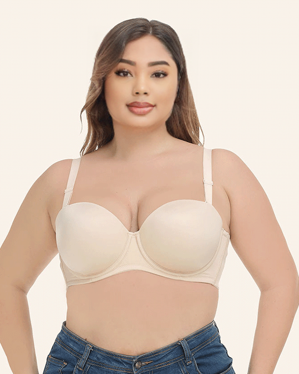 WOMEN'S FULL FIGURE UNDERWIRE CONTOUR MULTIWAY STRAPLESS BRA Nude