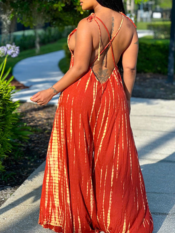 Bedruckter Camisole-Jumpsuit mit weitem Bein