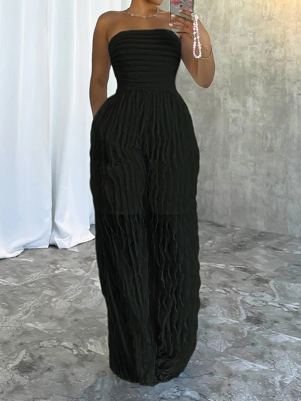 Trägerloser, gerüschter Jumpsuit