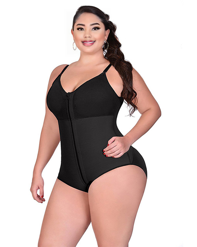 Zip-Up Body Brief Shaper Black 5XL