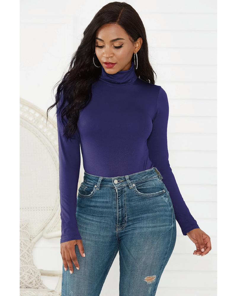 Pamela Turtle Neck Long Sleeve Bodysuit Navy