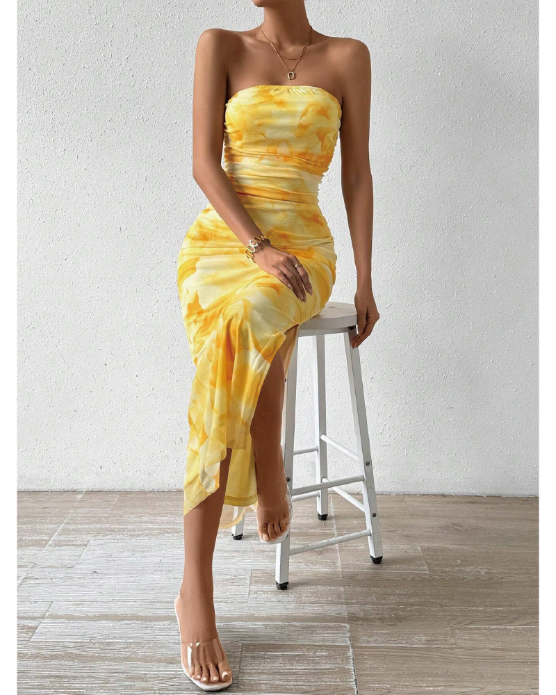 Tie-Dye Tube Dress Yellow