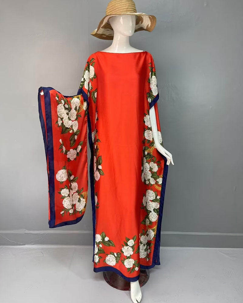 2-teiliges Satin-Kleid mit Print