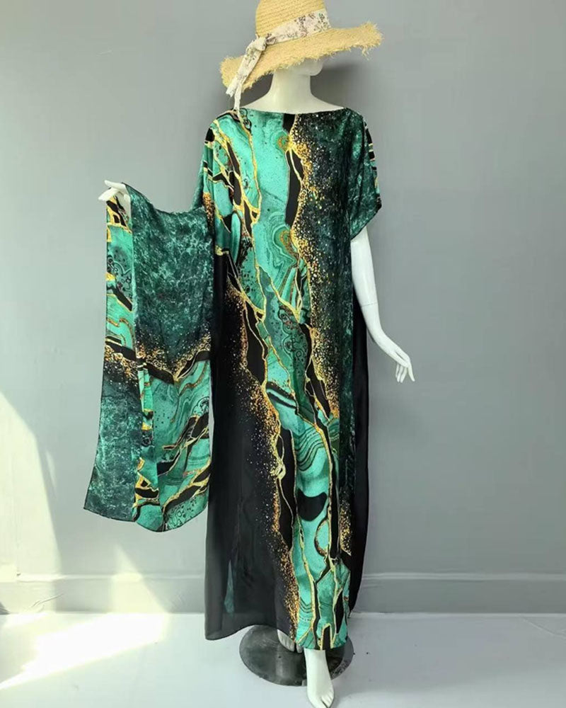 2-teiliges Satin-Kleid mit Print