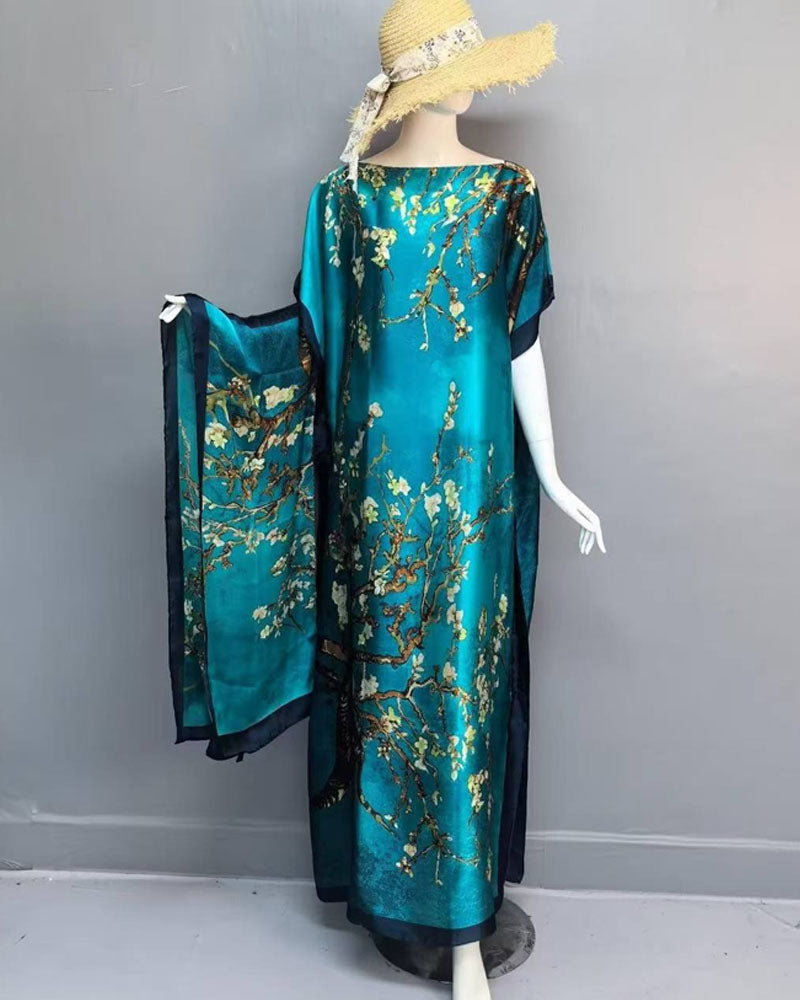 2-teiliges Satin-Kleid mit Print