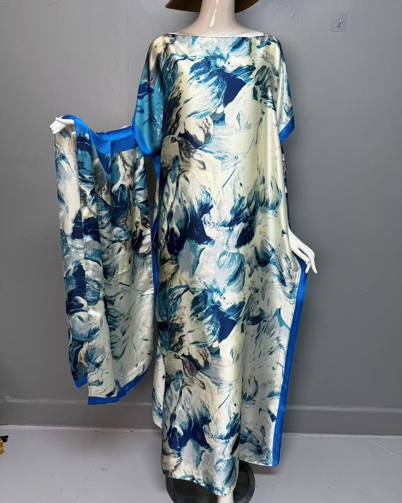 2-teiliges Satin-Kleid mit Print