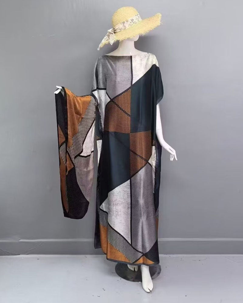 2-teiliges Satin-Kleid mit Print