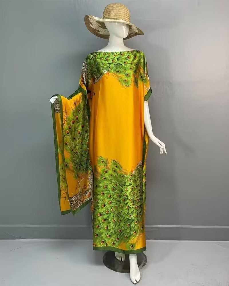 2-teiliges Satin-Kleid mit Print