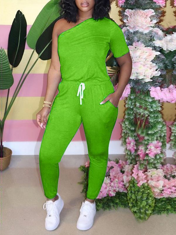 One-Shoulder-Jumpsuit mit Kordelzug – Ausverkauf