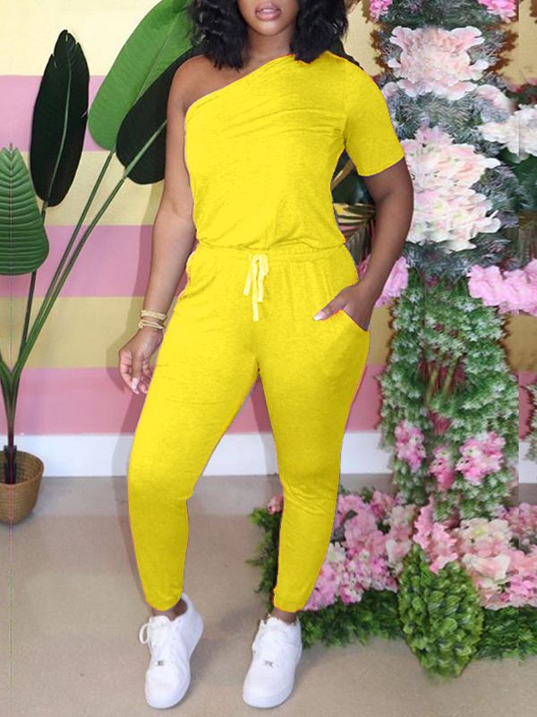 One-Shoulder-Jumpsuit mit Kordelzug – Ausverkauf
