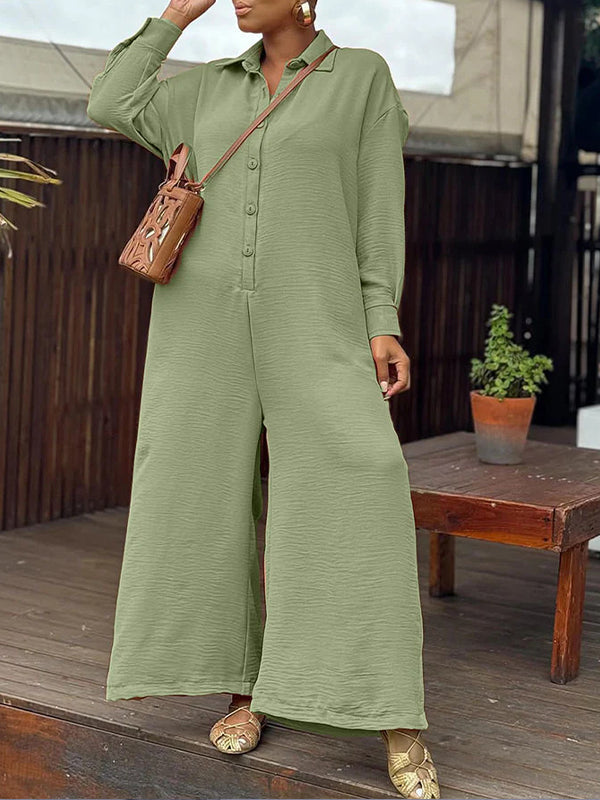 Combinaison boutonnée à jambes larges