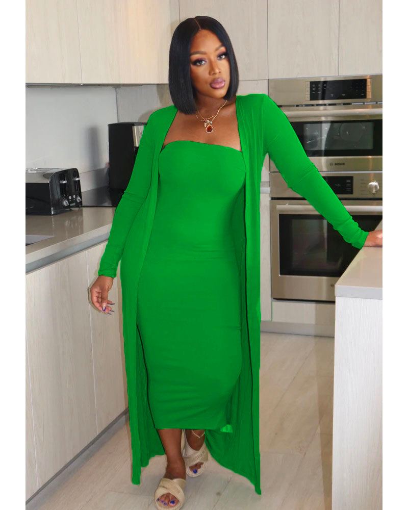 STRAPLESS DRESS SET GREEN