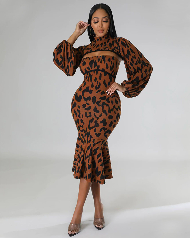Nia Mermaid Dress Set Brown
