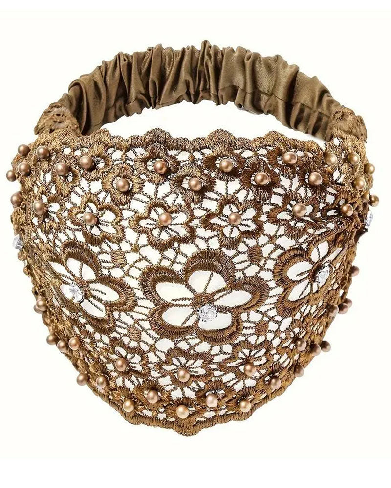 Lot de 3 bandeaux larges ornés de cristaux et de perles
