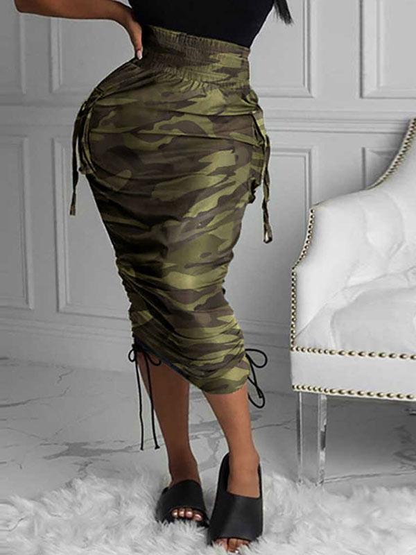 Jupe camouflage à cordon de serrage indiebeautie
