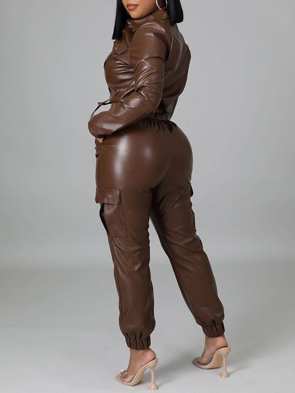 Ensemble veste et pantalon de jogging en similicuir Indiebeautie