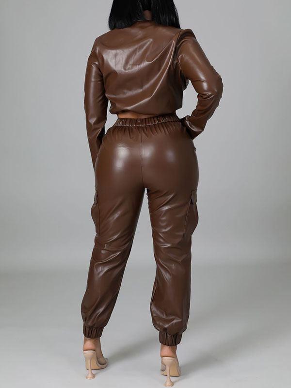 Ensemble veste et pantalon de jogging en similicuir Indiebeautie