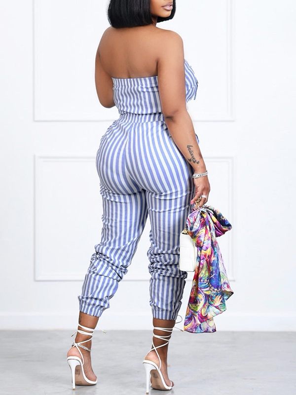 Indiebeautie – Trägerloser Jumpsuit mit Streifen