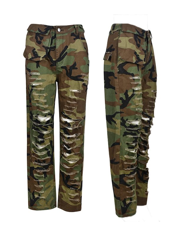Pantalon déchiré camouflage