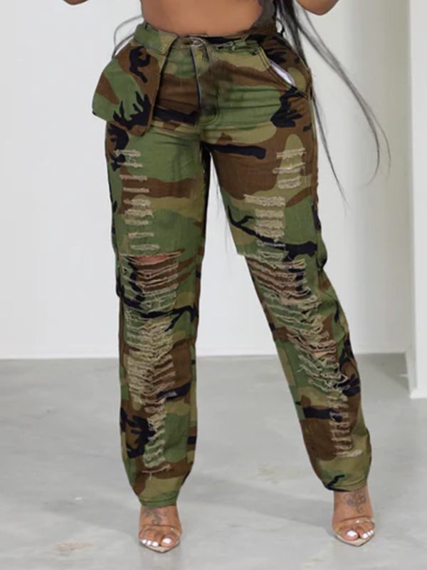 Pantalon déchiré camouflage
