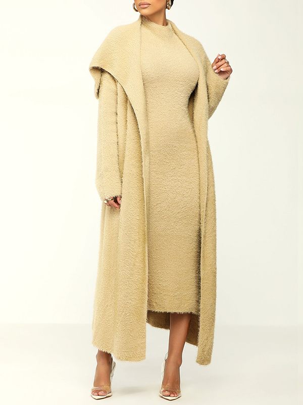 Ensemble cardigan et robe duveteux - Liquidation