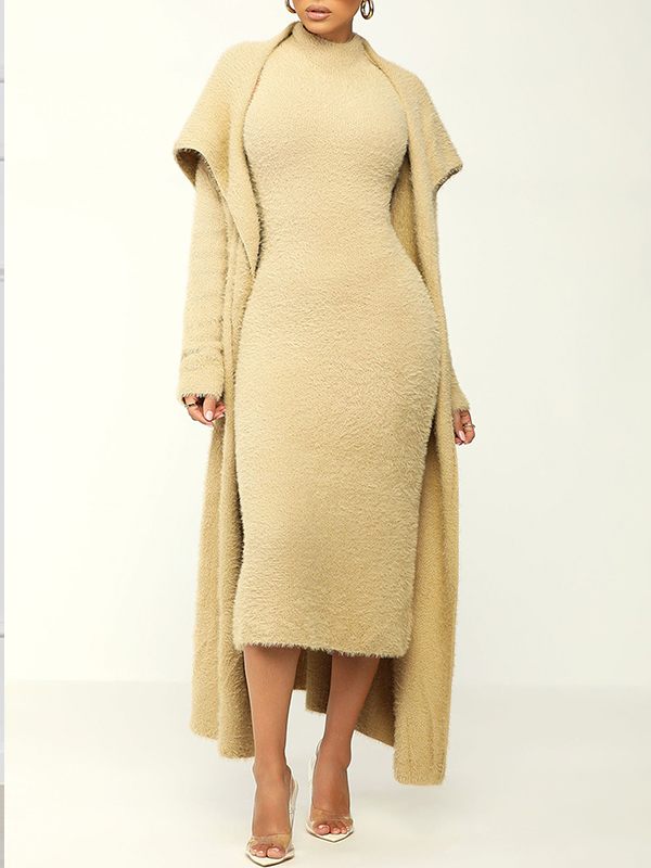 Ensemble cardigan et robe duveteux - Liquidation