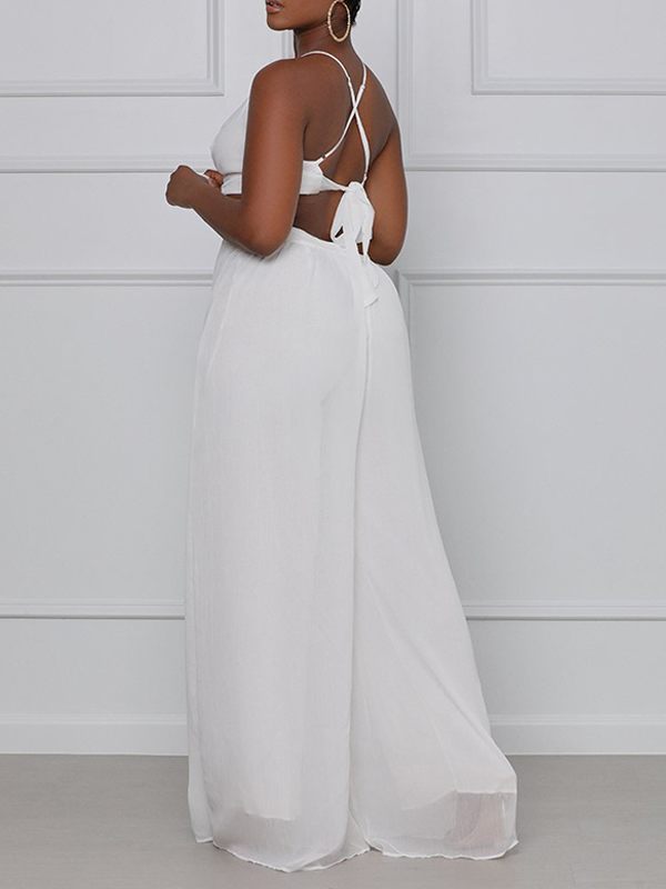 Chiffon-Jumpsuit mit weitem Bein