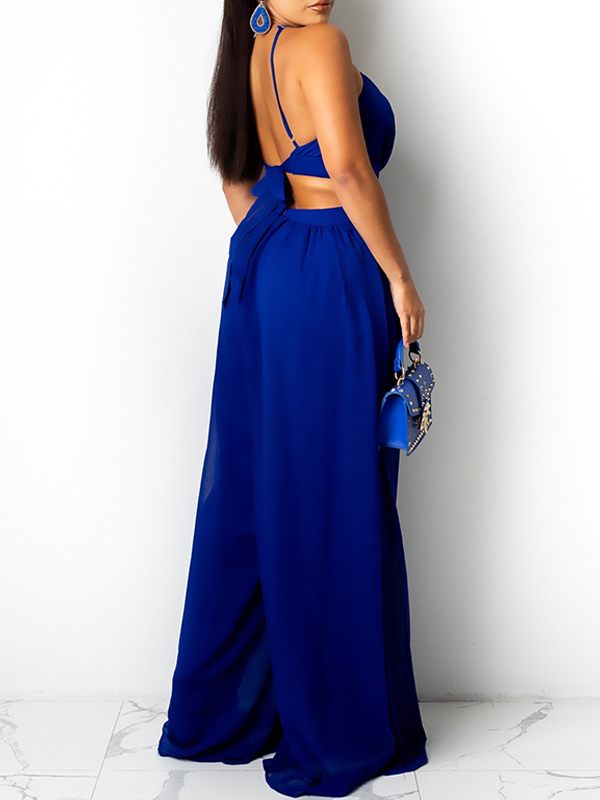 Chiffon-Jumpsuit mit weitem Bein
