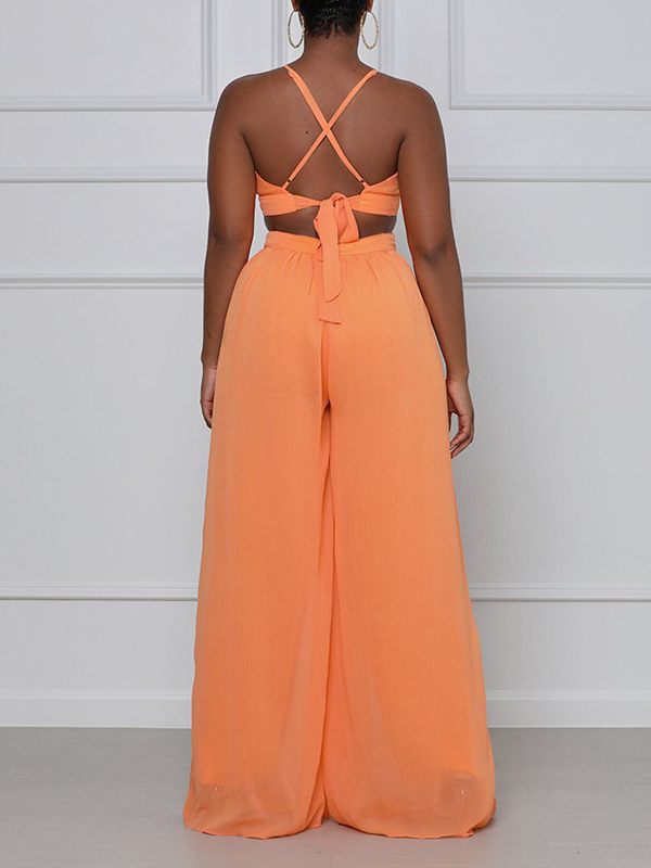 Chiffon-Jumpsuit mit weitem Bein
