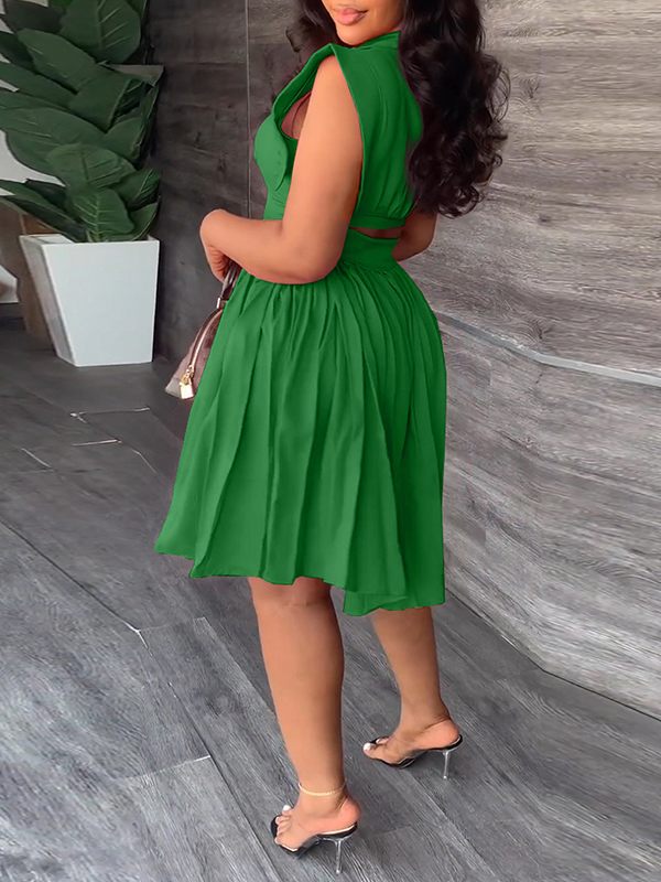 Robe chemise plissée unie - Liquidation