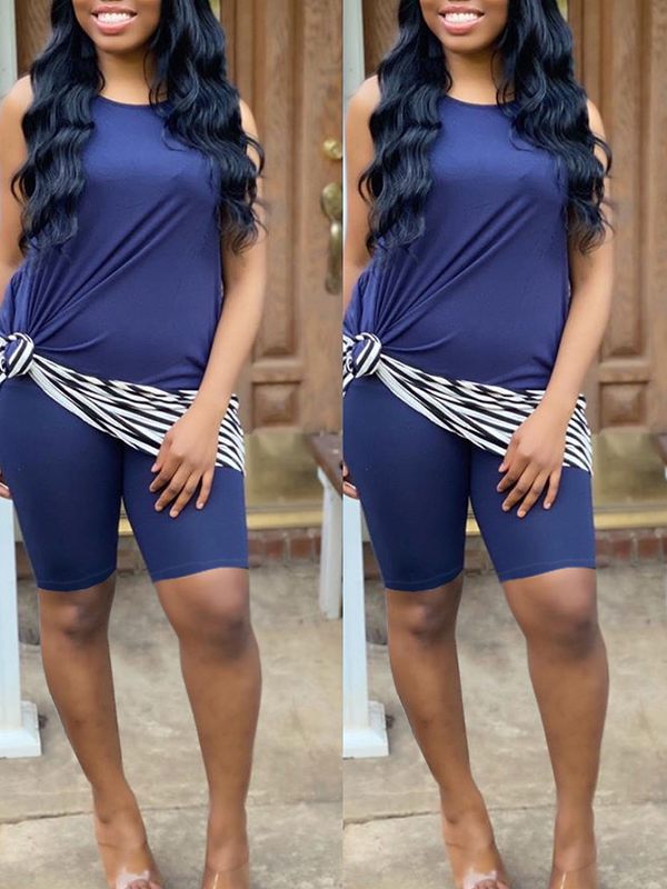 Ensemble débardeur et short cycliste à rayures