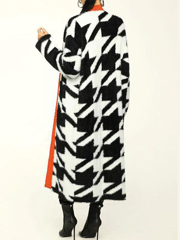 Cardigan ouvert à motif pied-de-poule - Liquidation
