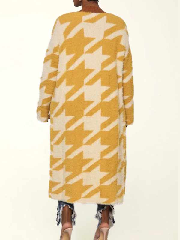 Cardigan ouvert à motif pied-de-poule - Liquidation