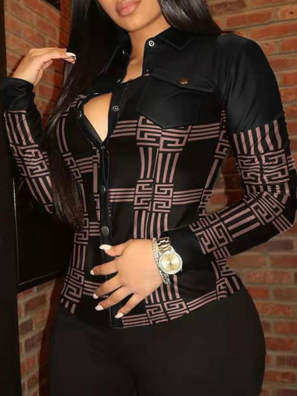 Chemise en similicuir à imprimés