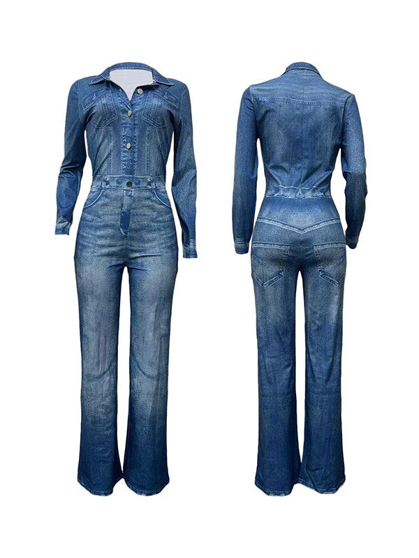 Indiebeautie – Bedruckter Jumpsuit mit Knopfleiste vorne