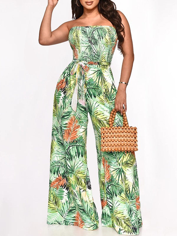 Trägerloser Jumpsuit mit Print