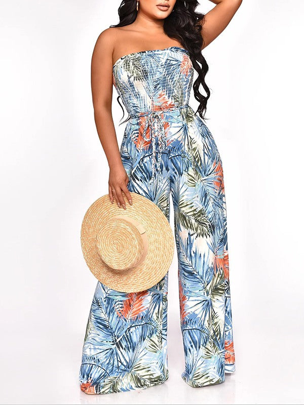 Trägerloser Jumpsuit mit Print