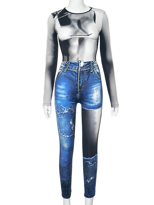 Bedruckter Skinny Jumpsuit – Ausverkauf