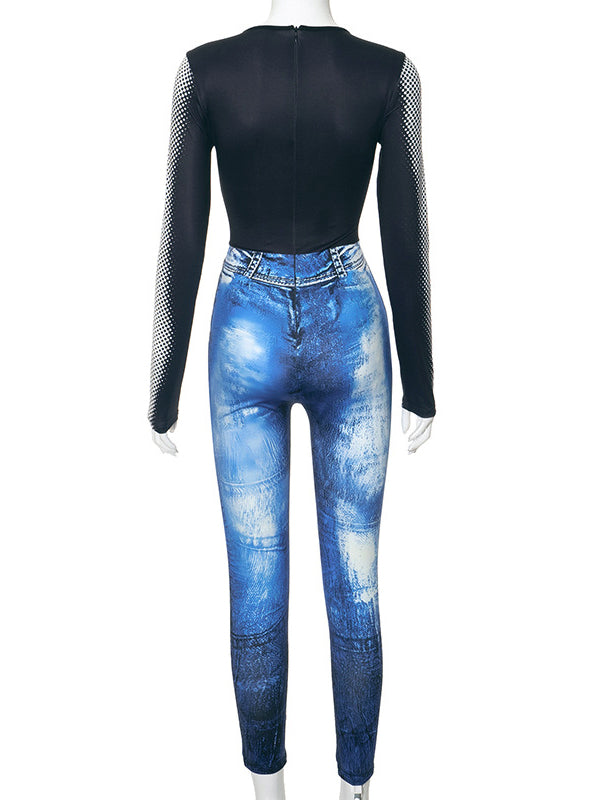 Bedruckter Skinny Jumpsuit – Ausverkauf