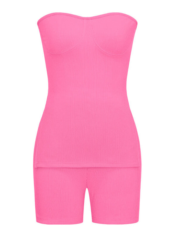 Ensemble haut tube et short côtelés