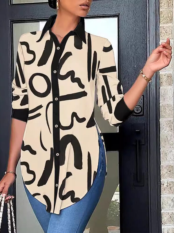 Chemise imprimée à fentes latérales