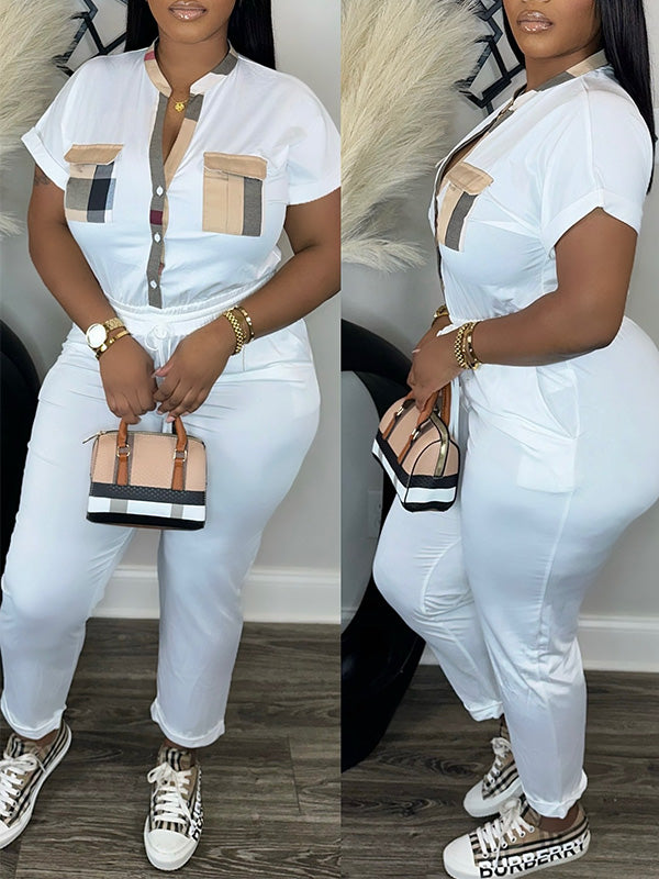 Karierter Kombi-Jumpsuit mit Knopfleiste vorne